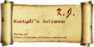 Kustyán Julianna névjegykártya